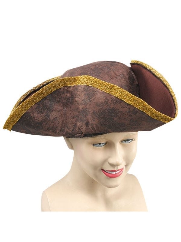 Tricorn Hat Brown Distressed - Costumes R Us Fancy Dress