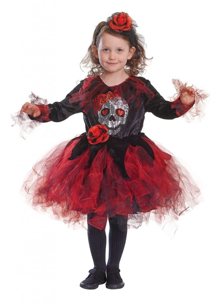 Girls Skull Tutu Red / Black - Costumes R Us Fancy Dress