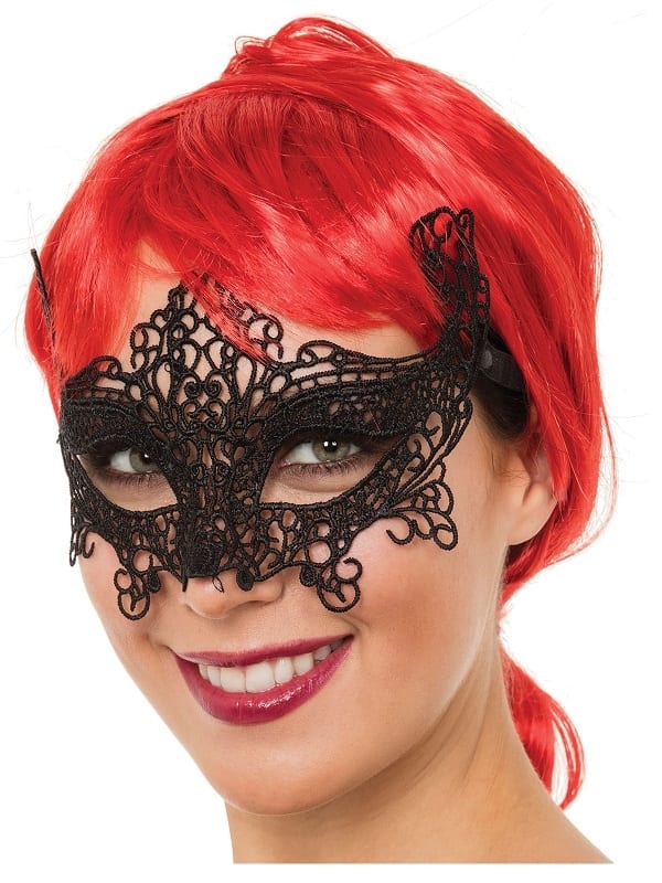 Lace Cat Eye Mask Ribbon Tie - Costumes R Us Fancy Dress